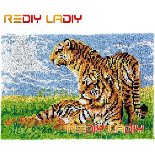 Latch Hook Rug Kits Tiger Brothers DIY Carpet Rug Plush Wall Hanging Chunky Yarn Arts Cushion Crocheted Floor Mat Hobby & Crafts