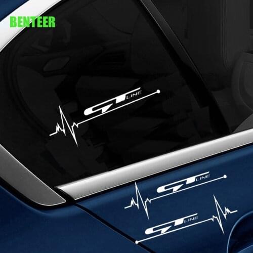 2pcs GT GTLINE car windows sticker for kia rio ceed stinger venga sportageR serento soul stonic forte venga morning picanto