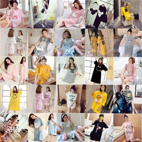 New 2021 Cartoon Women Nightgowns Sleepshirts Plus Size Lounge Womens Sleepwear Summer Cool Short Sleeve Dress Loose Sleepshirt