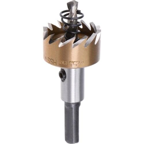 Uxcell Newest 1pcs Gold Tone 25.5/15/24/25/26mm HSS High Speed Steel Drill Bit Hole Saw Cutter for Metal Alloy,Installing Locks