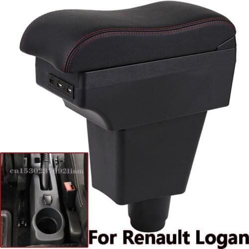 For Renault Logan Armrest LOGAN Retrofit parts dedicated Car Armrest box Center Storage box car accessories InteriorUSB