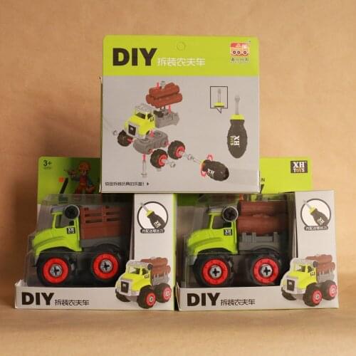 DIY Assembly Group Model Construction Vehicle Truck Farmer Transport Crane Cars Enlighten High Quality Boy Christmas Gift