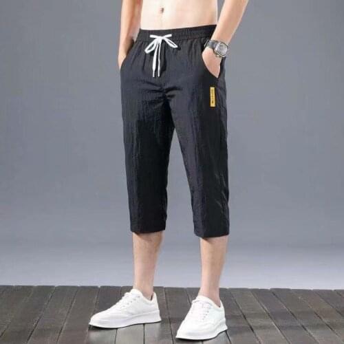 Ice silk Shorts Summer Breeches Thin Viscose 3/4 Length Trousers Male Bermuda Board Quick Drying Beach Black Mens Long Shorts
