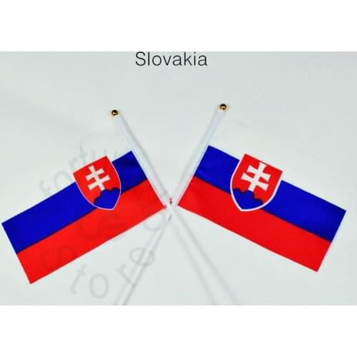 Slovakia flag Banner 14*21cm hand waving National flag Home Decoration flag banner