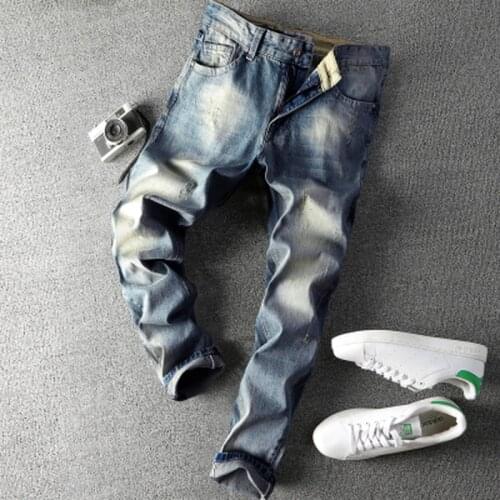 Light Blue Dark Blue Jeans Mens Slim Straight Pants Thin New Casual Trend All-match Mens Pants 2021 Seasons Brand Clothing