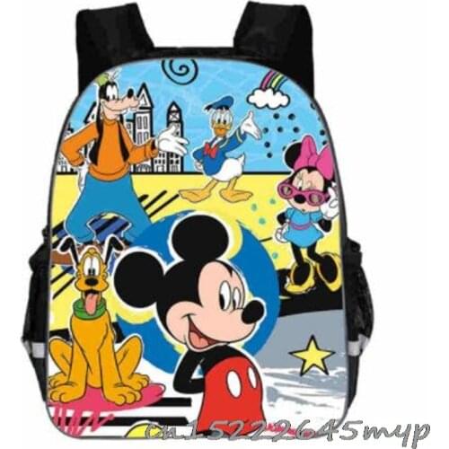 Disney Mickey Mouse Minnie Cartoon pattern schoolbag 1-6 grade primary school childrens cartoon reflective lightening Backpack