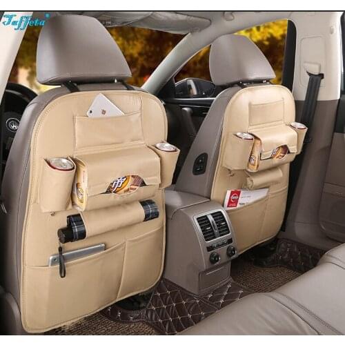 Universal Multi-Use PU Leather Car Back Seat Foldable Organizer Storage Bag Table Auto