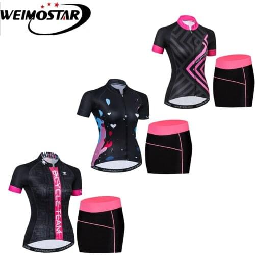 Weimostar Cycling Clothing Black Women Set MTB Bike Breathable Quick Dry Bicycle Clothes Ropa Ciclismo Cycling Jersey Dress Sets