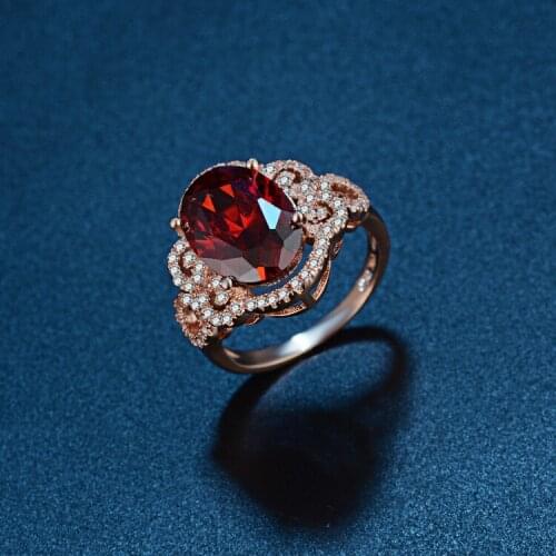 WYJZY Red oval zircon ring for women fashion party dress up jewelry surprise anniversary ring for women