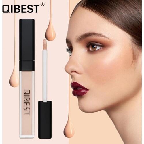Qibest liquid concealer cream 6.6g natural beige pigment waterproof long lasting brighten base foundation gel QB033