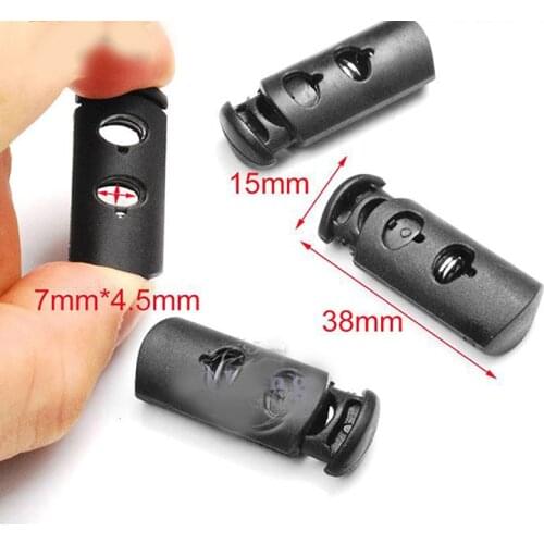 10pcs Plastic Stoppers Ends Toggles Clip Multi Style Black Push Cord Lock Spring Clasp For Apparel Bungee Elastic Rope Parts
