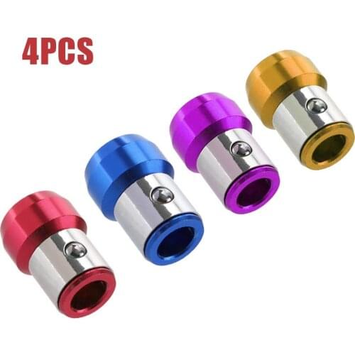 4pcs 6.35mm Screwdriver Magnetic Ring Metal Steel Screwdriver Bit Head Anti-Corrosion Strong Magnetizer Screws Ring 21x15mm