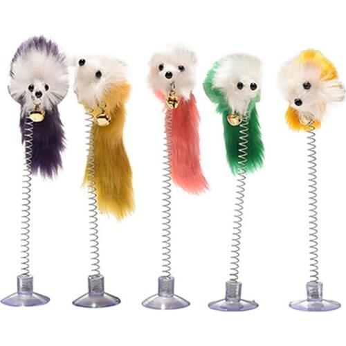 4PCS Cat Teaser Wand Mice Bell Spring Funny Cat Feather Teaser Kitten Play Toy