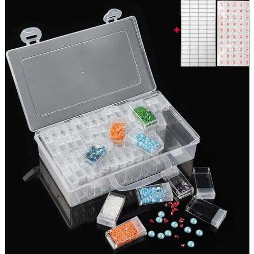 5D Diamond Painting Box Accessories 64 Grids DIY Diamond Embroidery Tool Jewelry Nail Art Rhinestone Storage Box