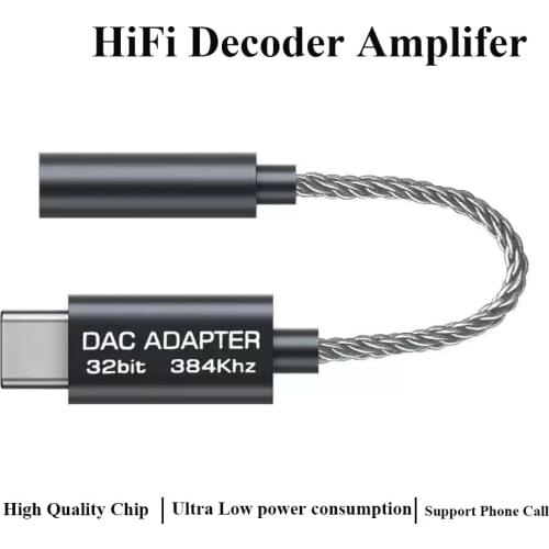 USB C to AUX DAC Earphone Adapter HIFI Decoder Audio Amplifier Type-c 3.5mm Digital Converter for HUAWEI XIAOMI SAMSUNG