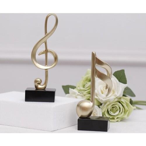 Art Statuette Golden Musical Note Handicraft Home Decor Accessories Figurine Decorative Living Room Wine Cabinet Desk Ornaments