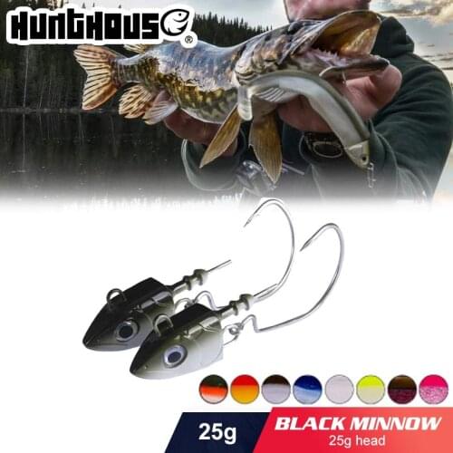 Hunthouse black minnow head 25g LW216 easy shiner fishing lure soft lure lead jig bait bass pike fishing leurre souple