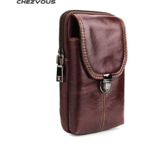 CHEZVOUS 6.3'' Mobile Phone Bag Case for iPhone 7 8 6 plus X 5 Leather Belt Clip Pouch Holster for Samsung S8 S9 plus S7 S6 S5