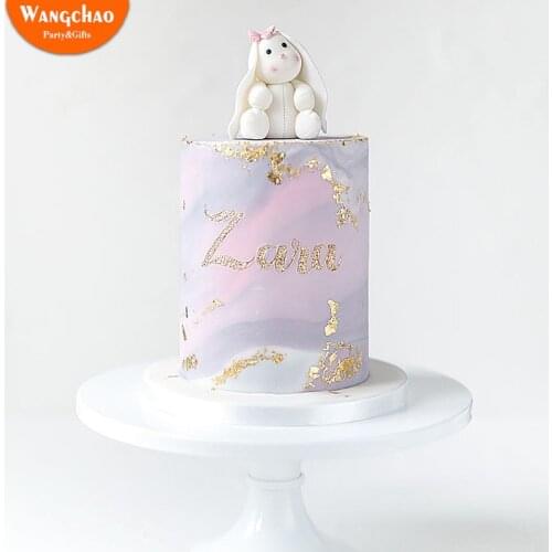 Baby Shower Oh Baby Polymer Clay Dolls Cake Topper Child Boy Girl Cartoon Happy Birthday Cake Topper Rabbit Party Supplies