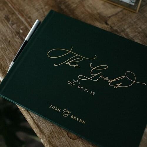 Personalized Gold Foil Wedding Guest Book Birthday Guestbook Landscape Engagement Guest Book cutom honeymoon Photo Guest Book