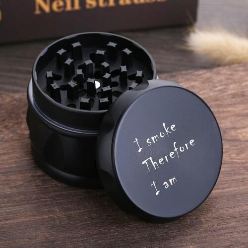 Cigarette Grinder 4-Layer 63mm Metal Zinc Alloy Herb Spice Tobacco Dry Crusher Portable Black Round Laser LOGO Custom Made DIY