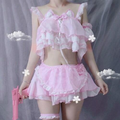 Classical Lace Women Outfit Bodysuit Japanese Kawaii Outfit Maid Sexy Cosplay Costumes Perspective Lingerie Underwear Servant