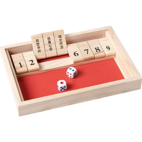 Classic 9 Wooden Numbers Close Box with Dice Board Game Friends Cl