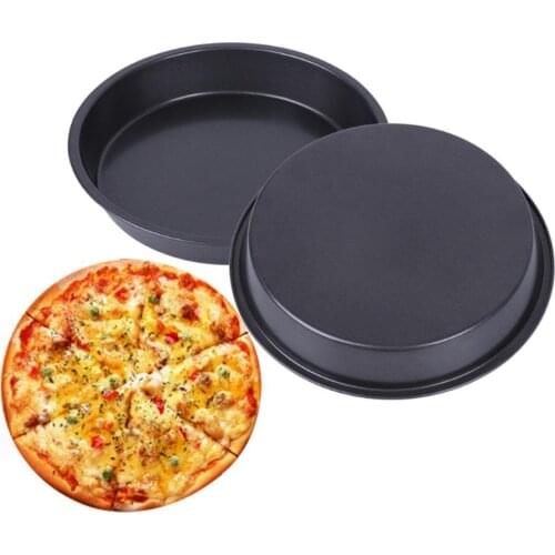 Round Pizza Plate Pizza Pan Deep Dish Tray Carbon Steel Non-stick Mold Baking Tool Baking Mould Pan Pattern