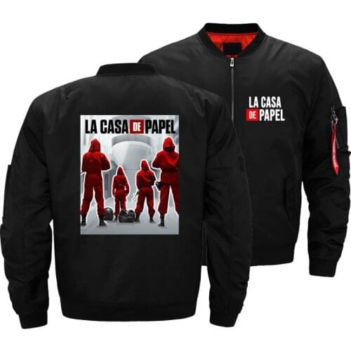 La Casa De Papel Money Heist House Of Paper Men Bomber Jackets Ma1 Air Pilot Military Motorcycle Thick Coats Plus Size 5XL