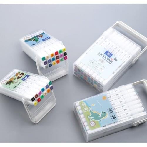 LANKE12/18/24/36Pcs Colors Marker Washable Brush Pens Drawing Painting Watercolor Childrens Art Marker Pens For School