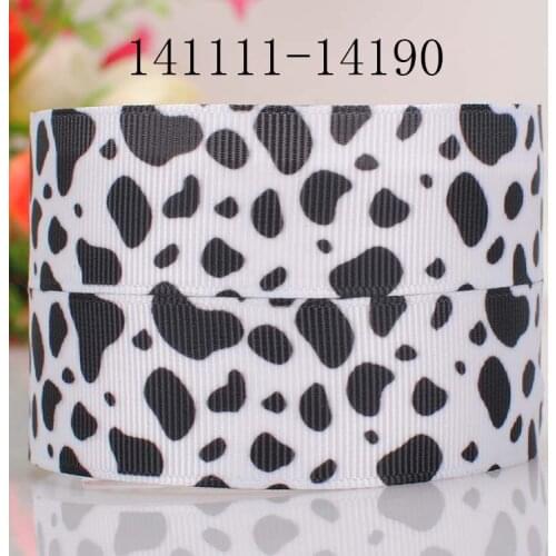 10/20/50/100yards 7/8 " 22 mm black spots dog pattern print grosgrain ribbon tape DIY handmade hairbow ribbon free shipping