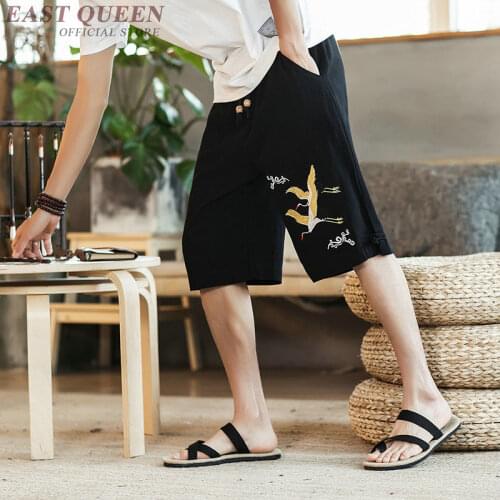 Summer short pants elastic waist loose casual short pants traditional chinese clothing for men short trousers male AA3815 Y A