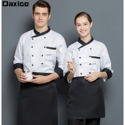 Men Breathable Long Sleeve Resturant Chef Jacket Women Hotal Kitchen Staff Overalls Cafe Unisex Cook Coat Coffee Shop Work Cloth