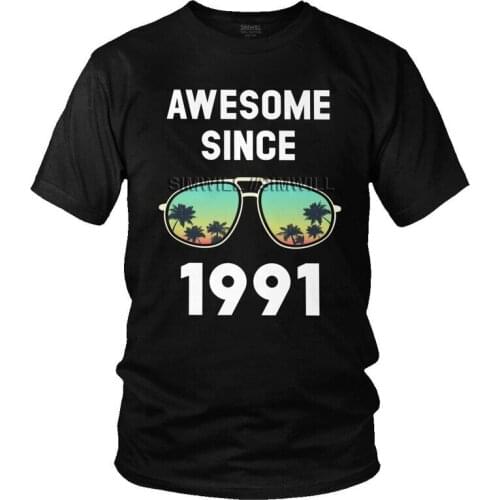 Mens Eyeglasses Year 1991 T-Shirt Fashion 30 Years Old 30th Birthday Tshirt Short Sleeve T Shirt Homme Cotton Tee Tops Gift