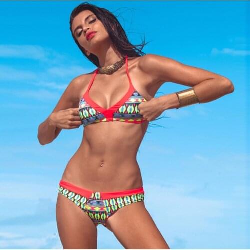 New Summer Reversible Bikini Swimwear Triangular Top Swimsuit Wild Female Patchwork Swimming Black Women Bathing Suits DK79