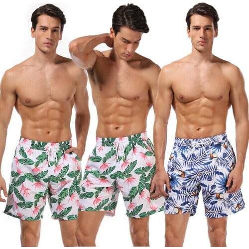 New Style Print Flower Men and Boys Beach Swimming Shorts Men Kids Swim Pants Surf Trunks Swimwear Short Fashion Hot 2019