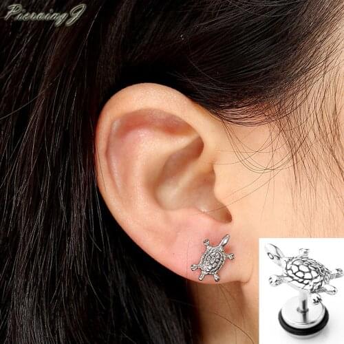PiercingJ Earrings Piercing 1 Pair / 10 pairs 16G Stainless Steel Turtle Ear Cartilage Helix Fahion Earrings Piercing Stud Bars
