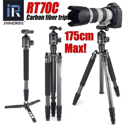 RT70C Carbon Fiber tripod monopod for professional digital dslr camera telephoto lens heavy duty stand tripode Max Height 175cm