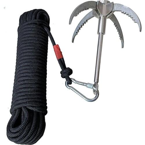 Outdoor Survival Climbing Flying Tiger Claw 304 stainless steel + 20 meters nylon climbing rope Outdoor climbing rope hook tool