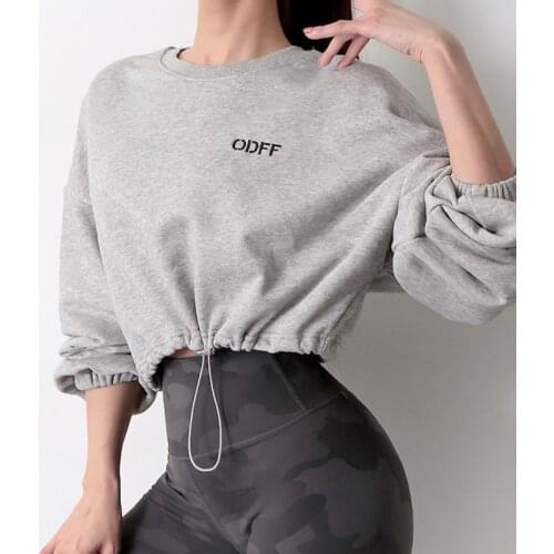 Sports Sweater Women Short Running Fitness Clothes Casual Loose Tops Autumn and Winter Long-sleeved Yoga Shirts