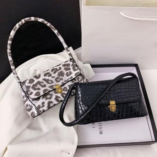 Women Retro Animal Pattern Shoulder Handbags Totes Fashion Leopard PU Leather Female Casual Flap Underarm Shoulder Bags