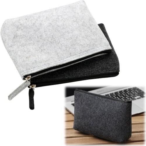 Portable Power Bank Package Digital USB Cable Bag Felt Pouch Home Storage Bag Travel Gadget Organizer Bags Zipper