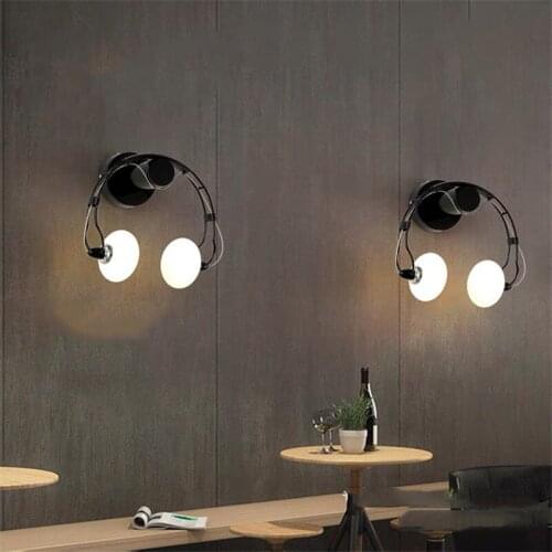 LED Wall Light Glass Lampshade Creatire Headset Wall Lamp for Living room Bedroom Bedside Sconce Light Indoor Fixture Luminaire