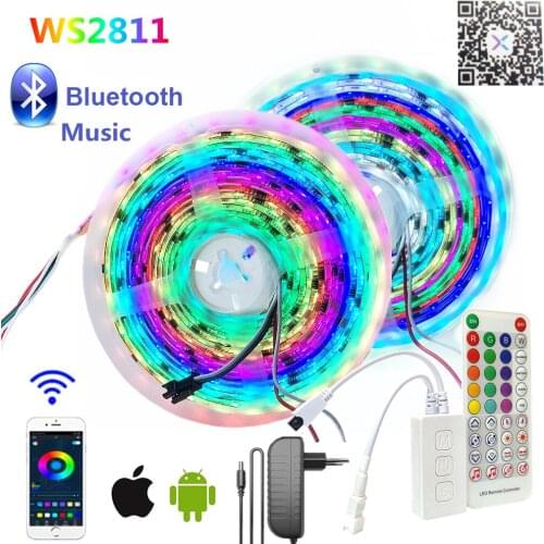 5M 10M WS2811 Led Lights Dream Color Strip Light Individually Addressable Pixel Led Tape With Adapter + Bluetooth Controller