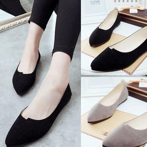 2020 Autumn Hot Sale Work Women Shallow Mouth Flats Single Shoes Candy Color Nubuck Leather Comfortable Loafers Shoes Size 35-43