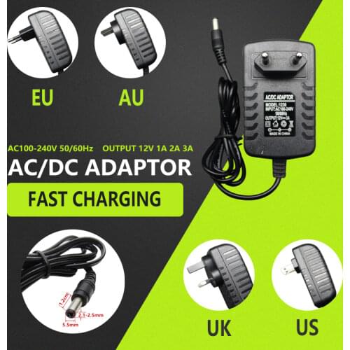 Ac 100-240v Dc 12v 3a Universal Power Adapter Supply Charger Adaptor Uk Eu Au Us For Led Light Strips
