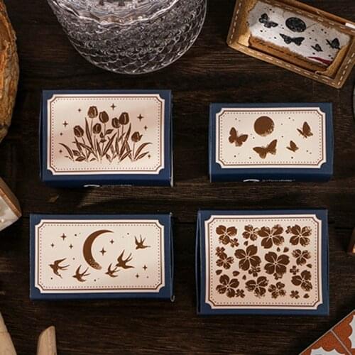 Vintage Moon Butterfly Grass Decoration Stamp Wooden Rubber Stamps For Scrapbooking Stationery DIY Craft Standard Stamp