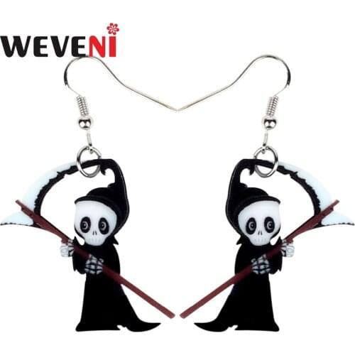 WEVENI Acrylic Halloween Anime Death Reaper Earrings Drop Dangle Trendy Punk Jewelry For Women Girls Female Wholesale Dropship