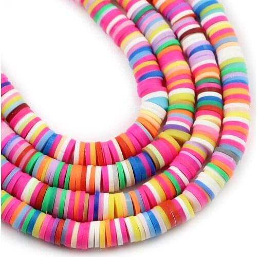 WLYeeS Flat Round Polymer Resin Clay beach Chip Disk Spacer Charm Loose Beads for Jewelry Bracelet Necklace Making DIY 15" 6x2mm