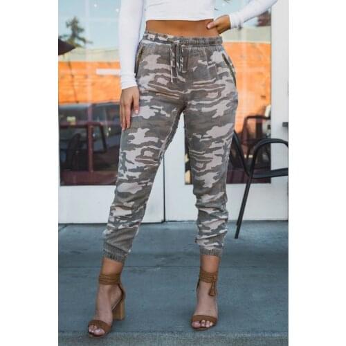 Woman Jeans Casual Stretch Camouflage Military Uniform with Elastic Lace-up Ladies Denim Crop Pants Skinny Jeans for Teen Girls